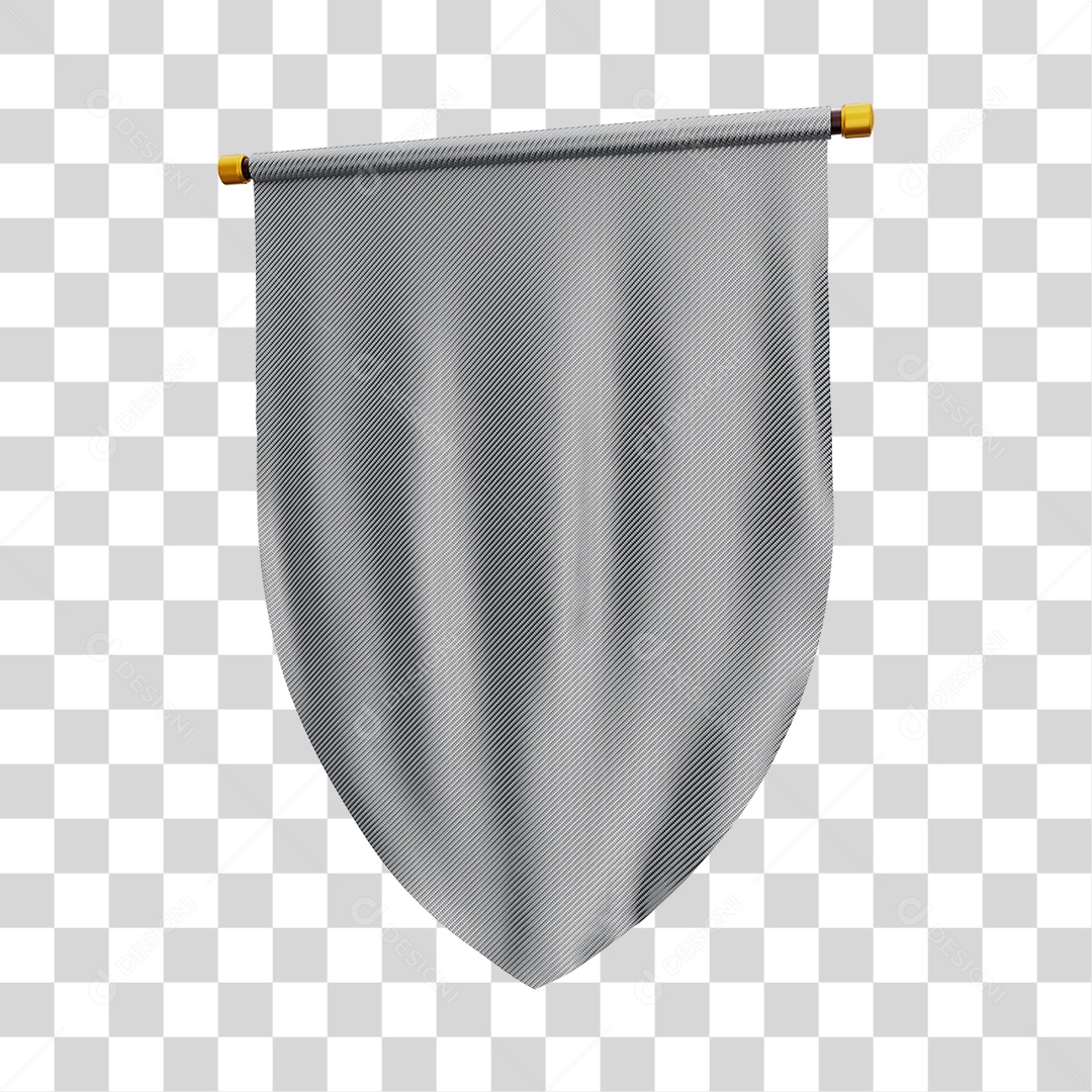 Elemento 3D Bandeira Flag Cor Cinza Para Composição PNG Transparente