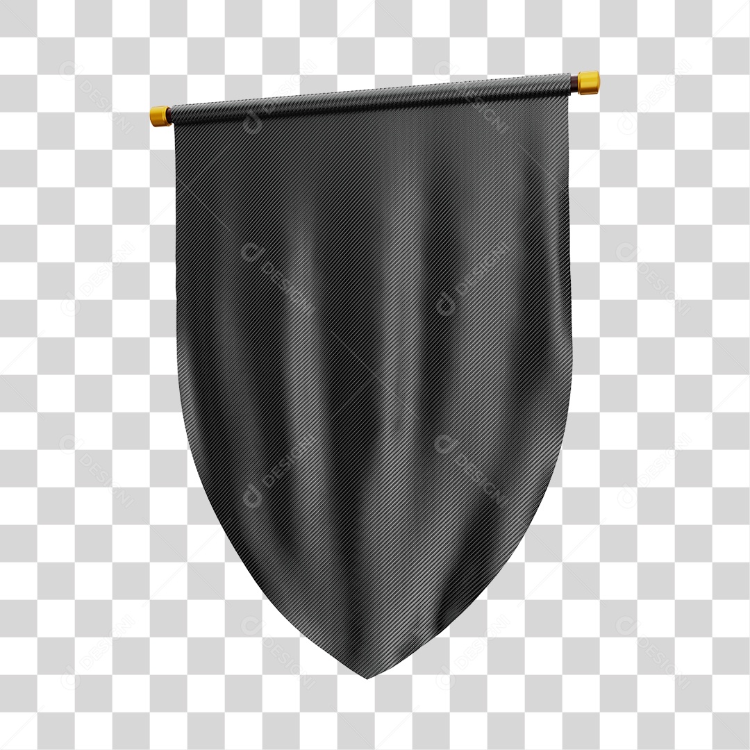 Elemento 3D Bandeira Flag Cor Preta Para Composição PNG Transparente