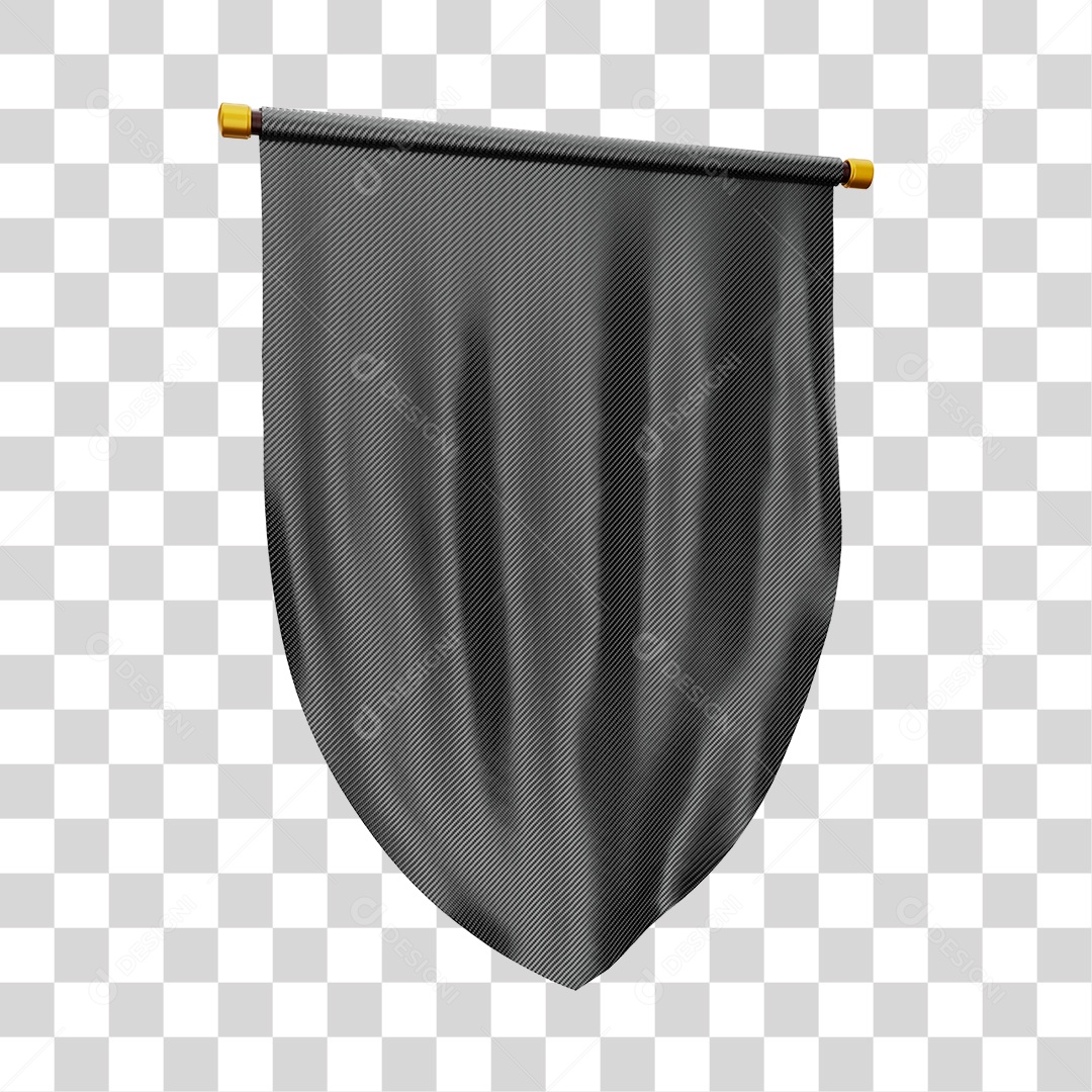 Elemento 3D Bandeira Flag Cor Preta Para Composição PNG Transparente