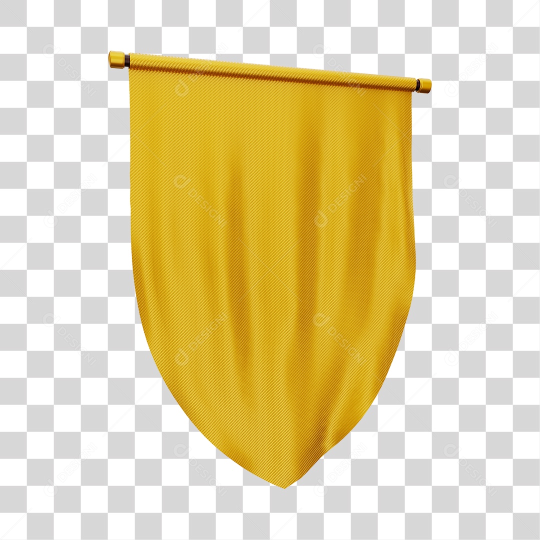 Elemento 3D Bandeira Flag Cor Amarela Para Composição PNG Transparente