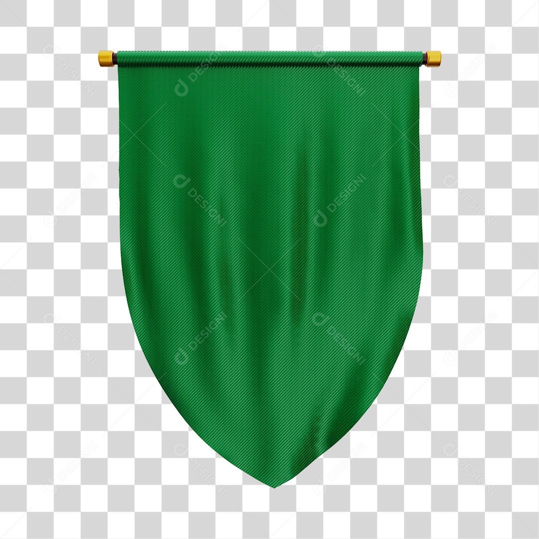 Elemento 3D Bandeira Flag Cor Verde Para Composição PNG Transparente