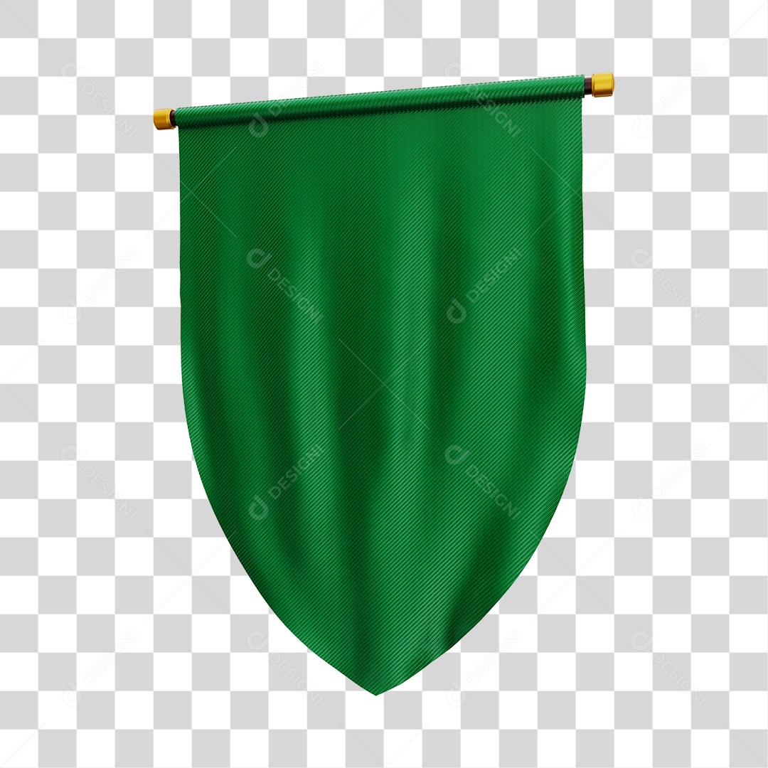 Elemento 3D Bandeira Flag Cor Verde Para Composição PNG Transparente