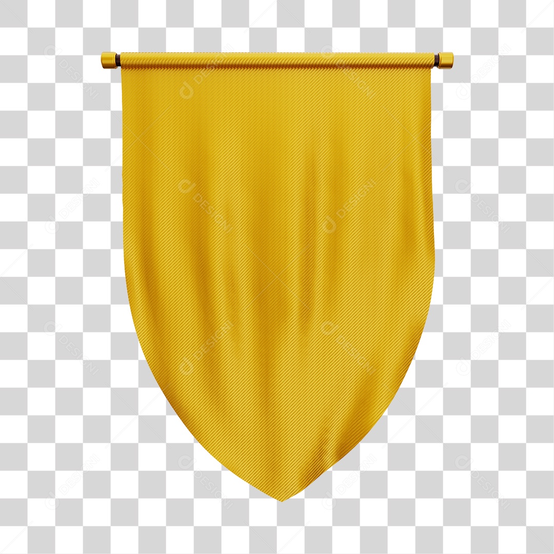 Elemento 3D Bandeira Flag Cor Amarela Para Composição PNG Transparente