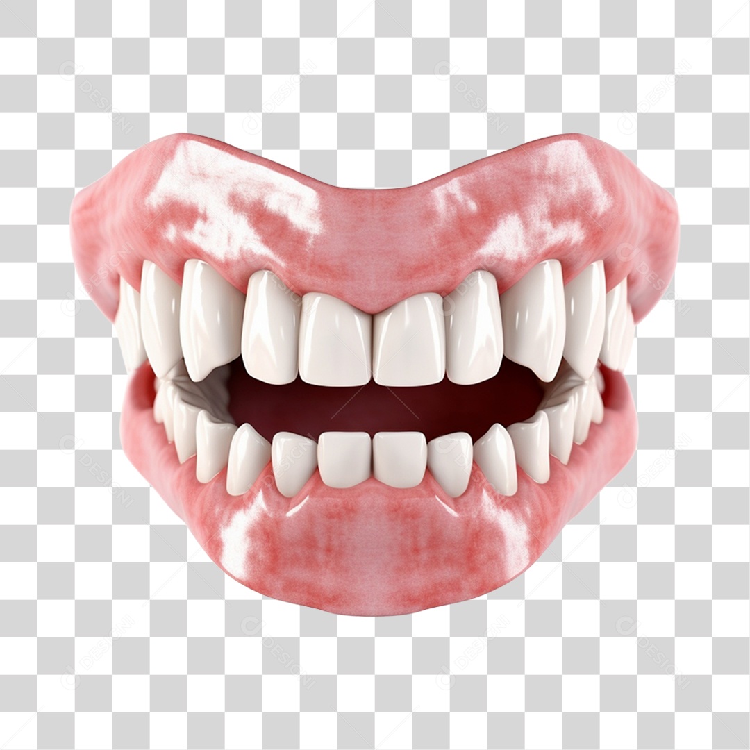 Elemento 3D Dentadura Para Composição PNG Transparente