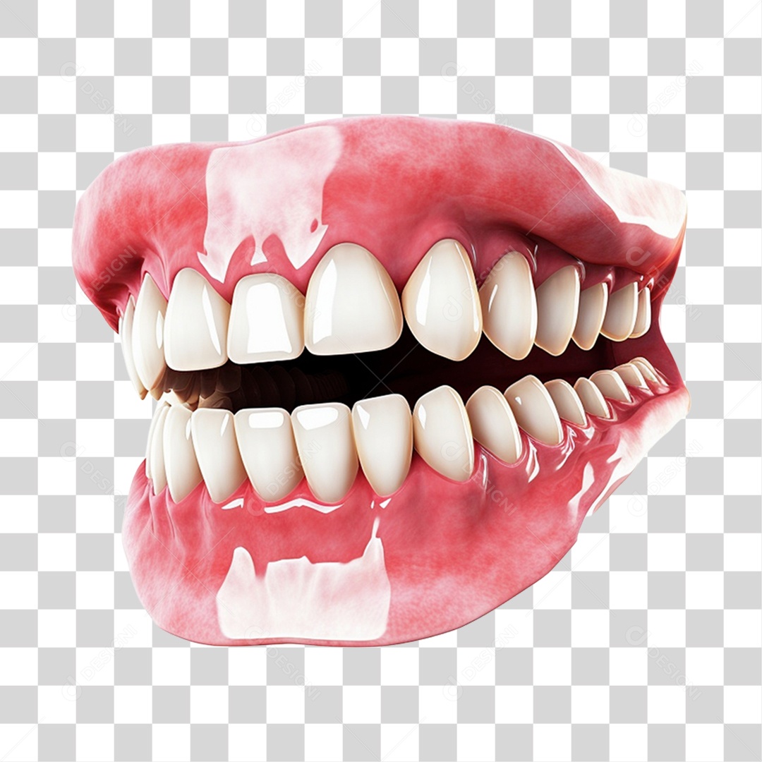 Elemento 3D Dentadura  Para Composição PNG Transparente