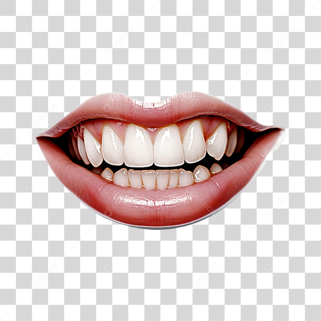 Elemento 3D Boca Sorrindo Para Composição PNG Transparente