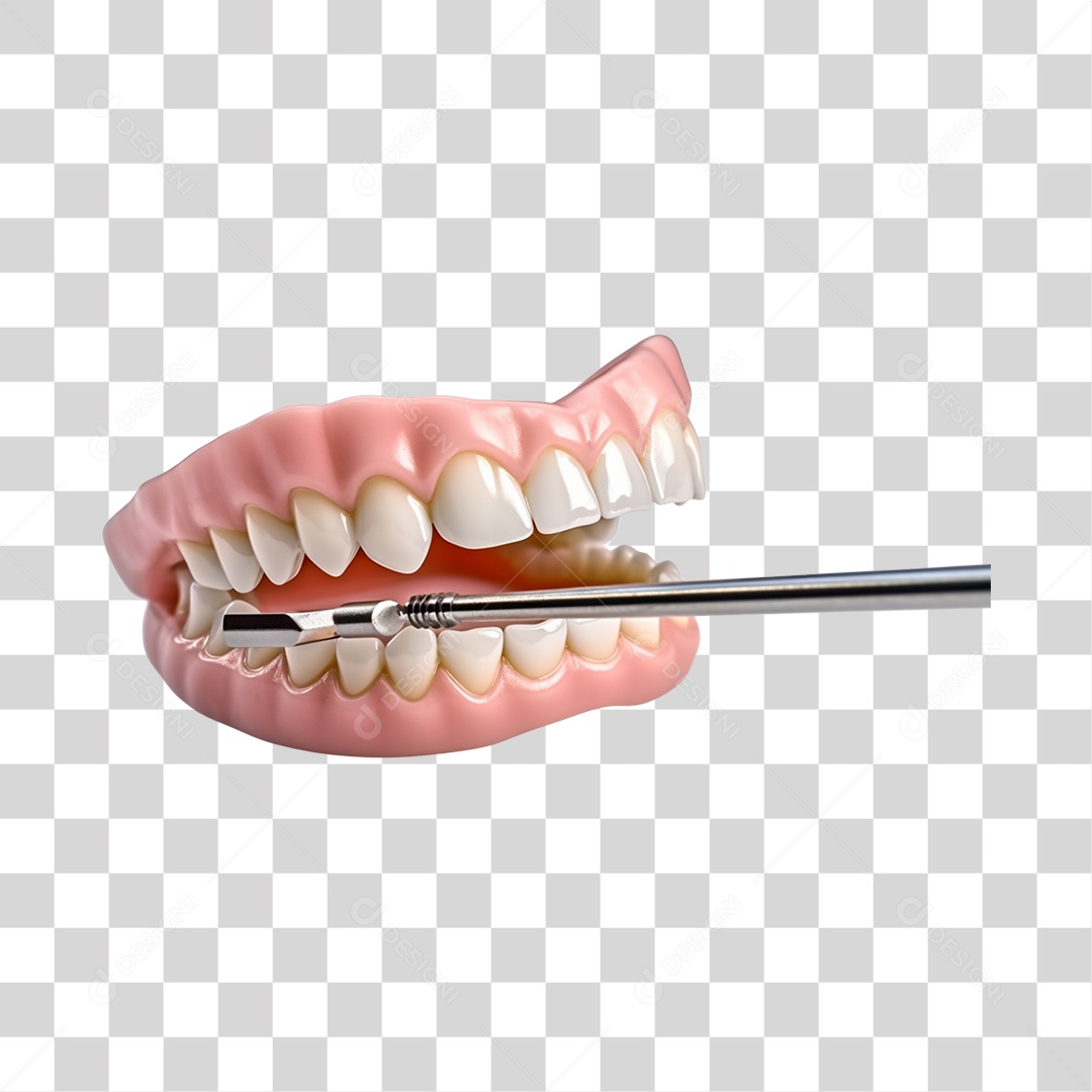 Elemento 3D Dentadura  Para Composição PNG Transparente