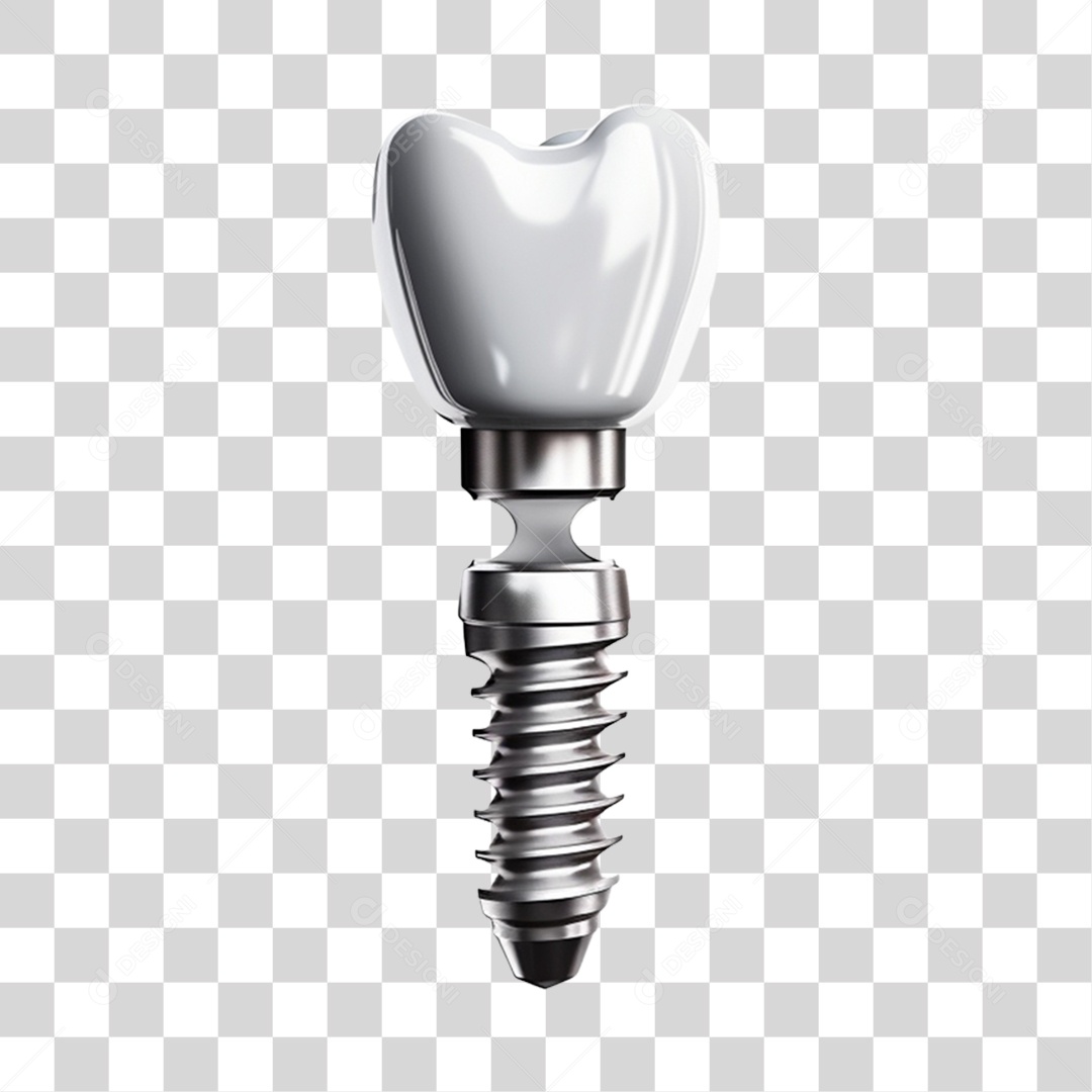 Elemento 3D Dente com Parafuso Para Composição PNG Transparente