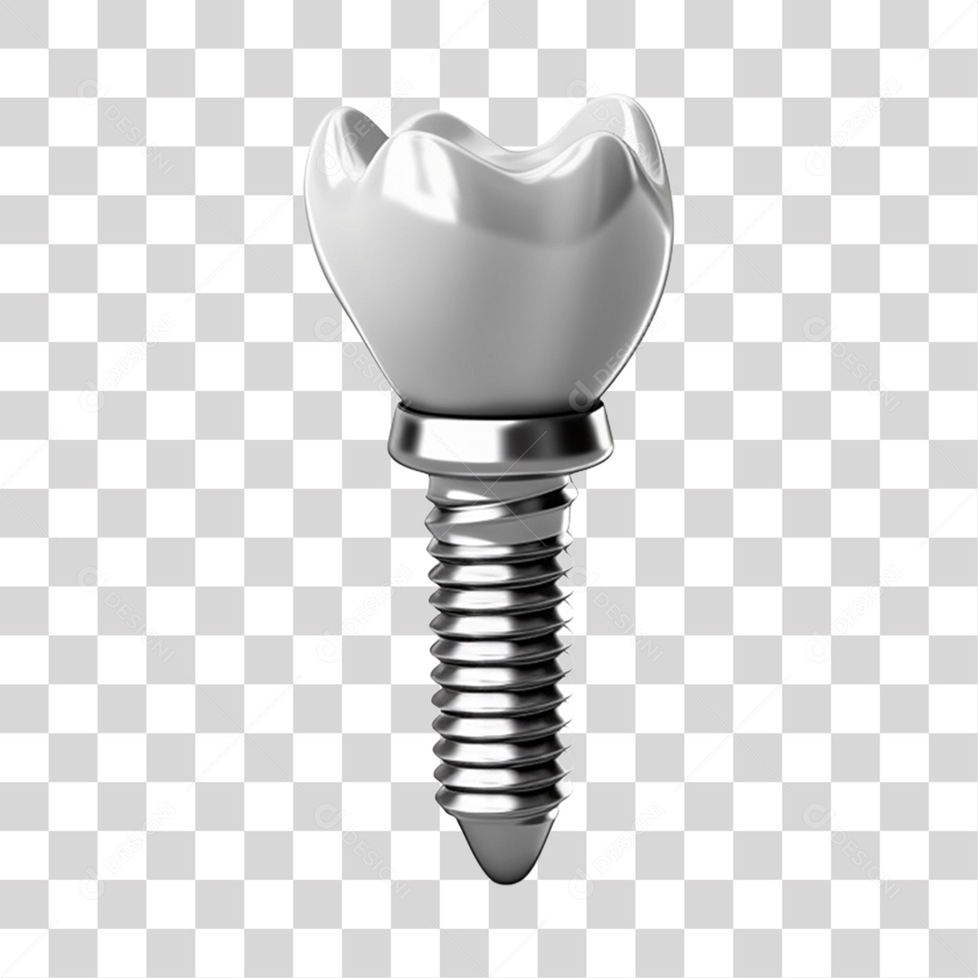 Elemento 3D Dente com Parafuso Para Composição PNG Transparente