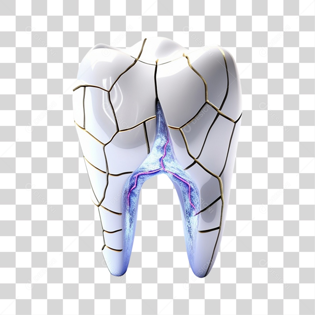 Elemento 3D Dente Quebrado Para Composição PNG Transparente