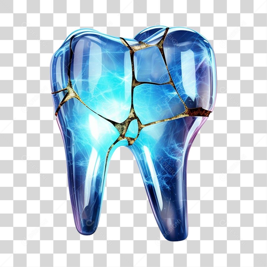Broken Blue Tooth 3D Element For Transparent PNG Composition