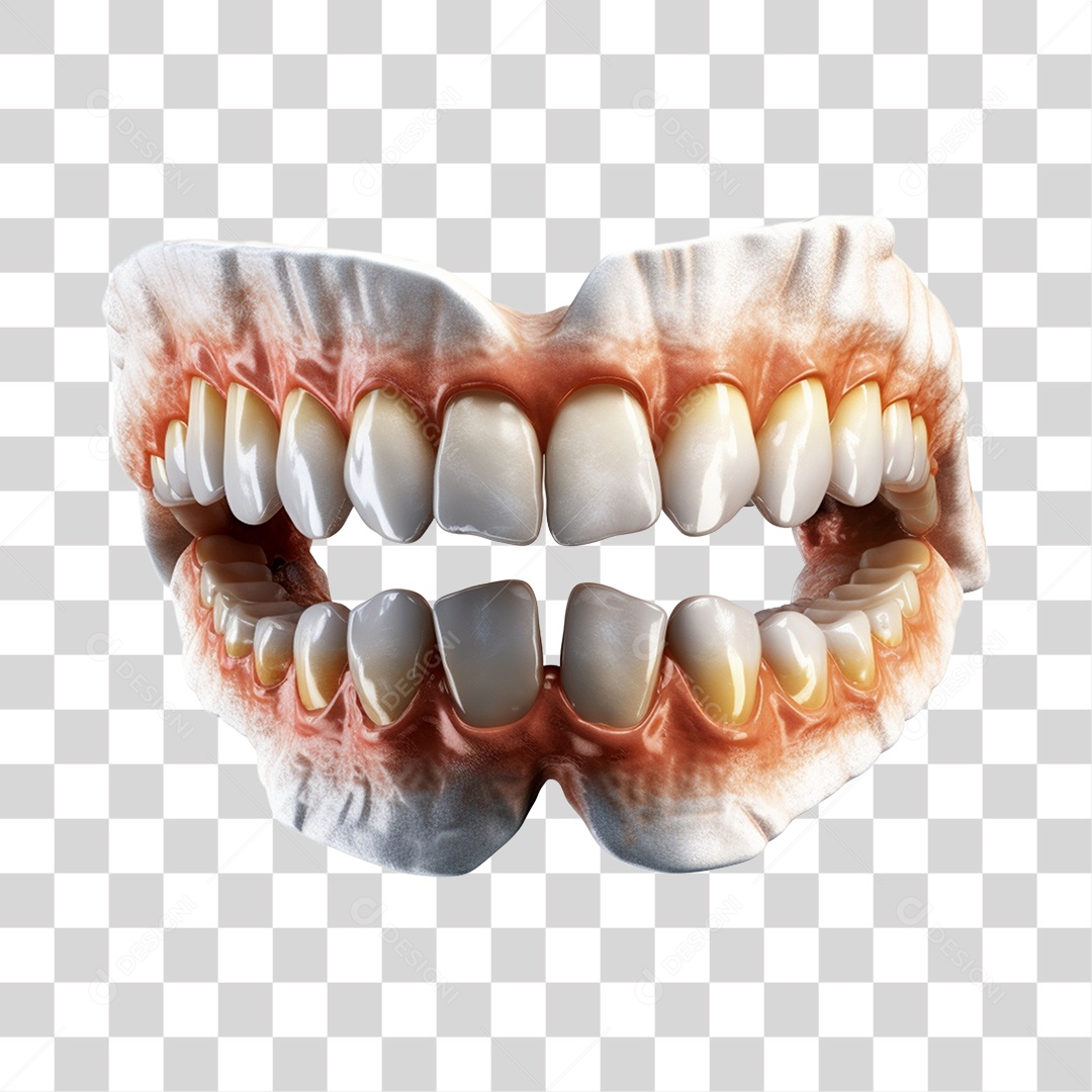 Elemento 3D Dentadura Velha Para Composição PNG Transparente