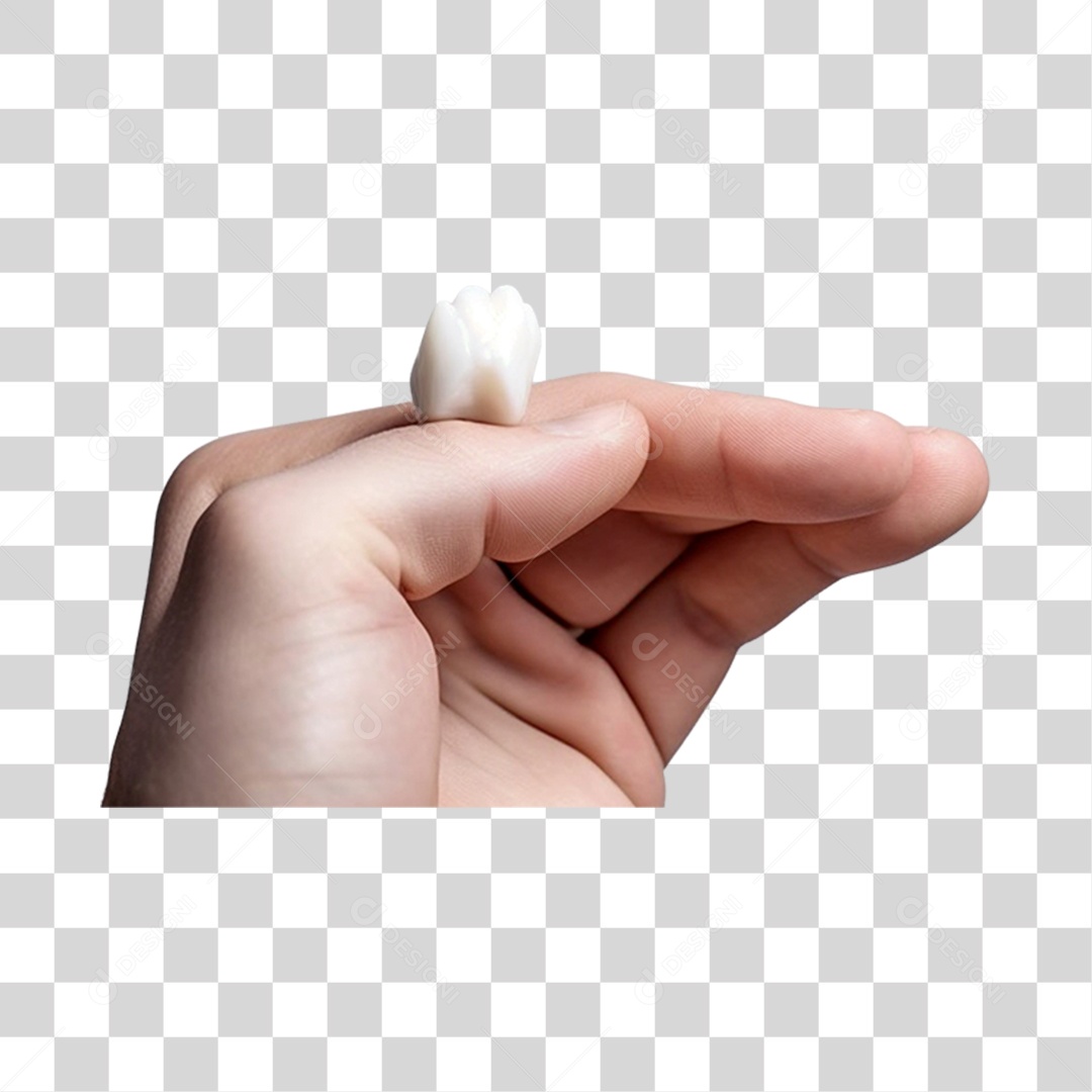Mão com um Dente em Cima PNG Transparente