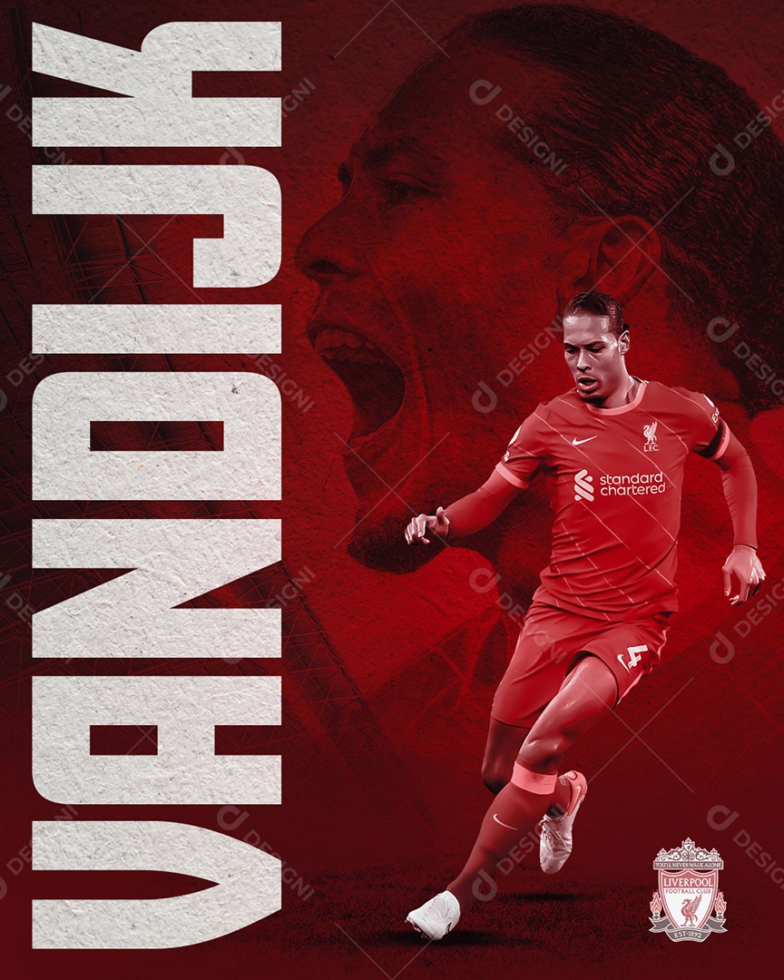 Jogador Vandijk Futebol Social Media PSD Editável