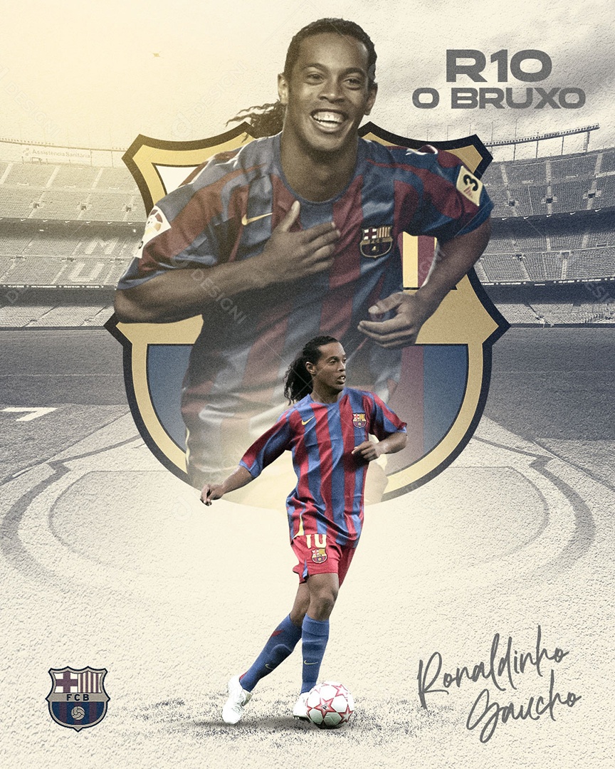Jogador R10 o Bruxo Ronaldinho Gaúcho Social Media PSD Editável