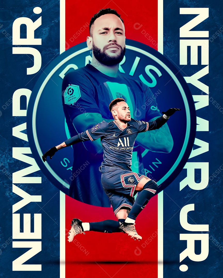 Jogador Neymar Junior Paris Saint Germain Social Media PSD Editável