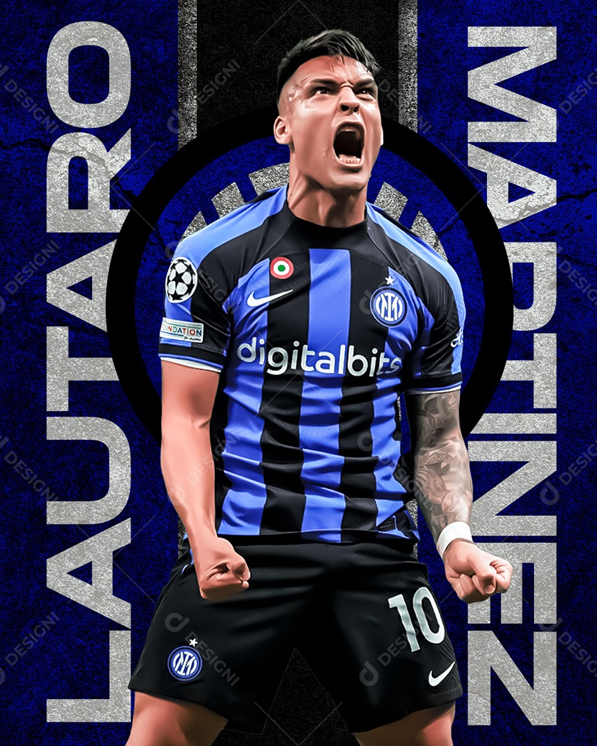 Futebol Jogador Lautaro Martinez Social Media PSD Editável