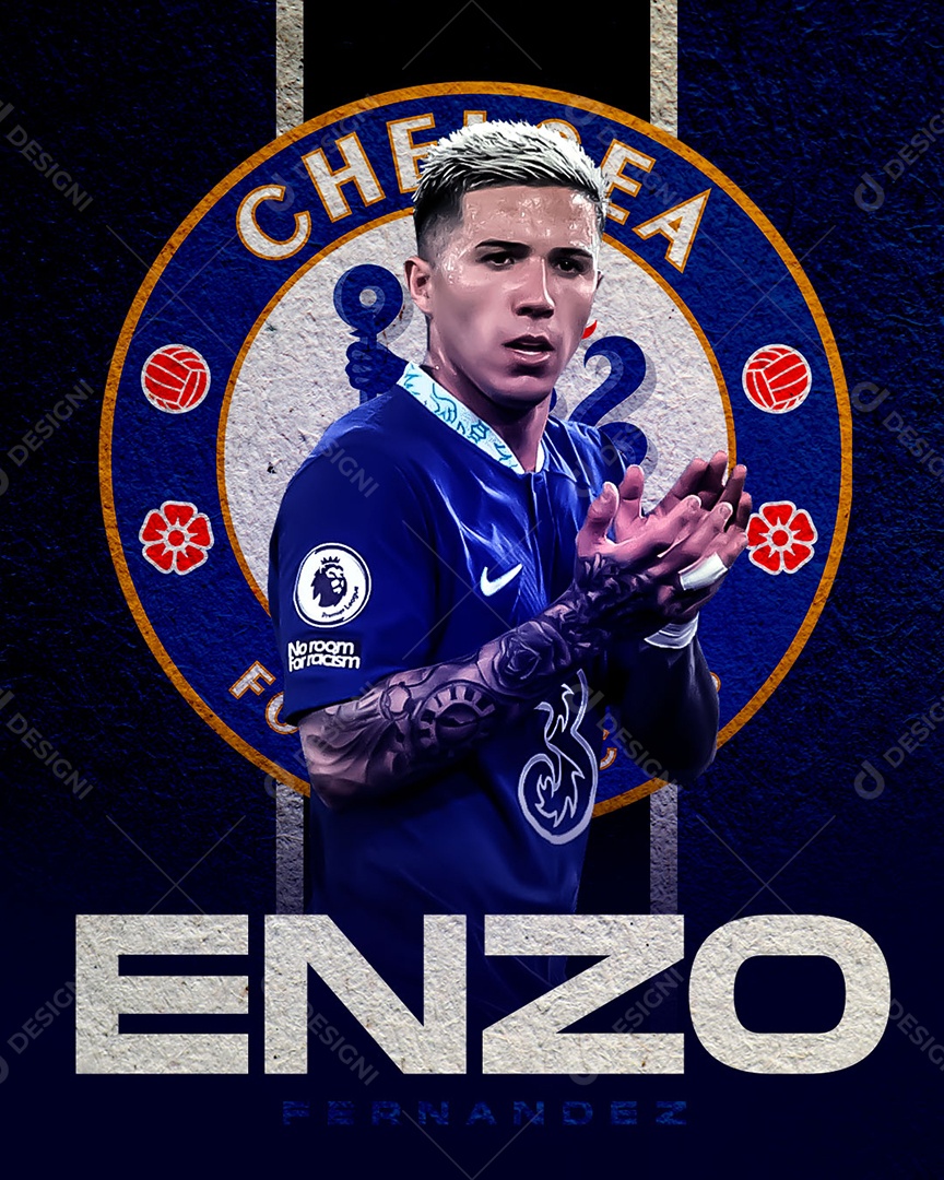 Social Media Jogador Enzo Fenandez Futebol PSD Editável