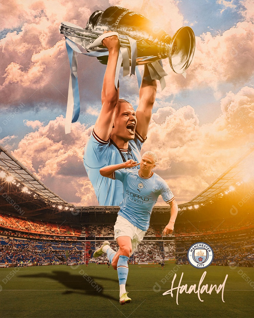 Futebol Jogador Haaland Social Media PSD Editável