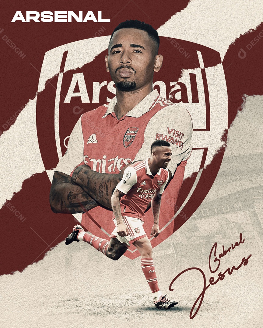 Social Media Futebol Jogador Gabriel Jesus Arsenal PSD Editável