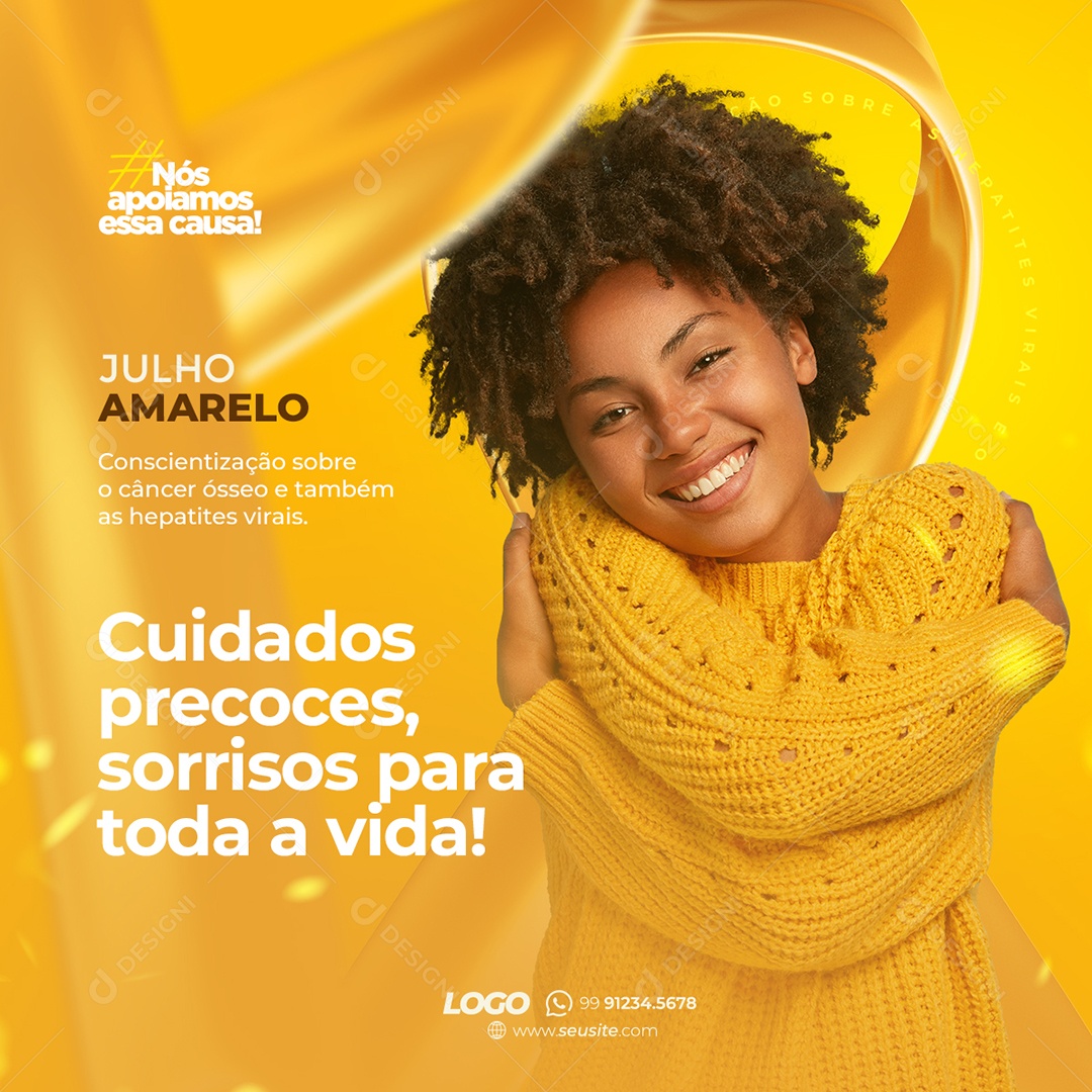 Nós apoiamos essa causa Julho Amarelo Social Media PSD Editável