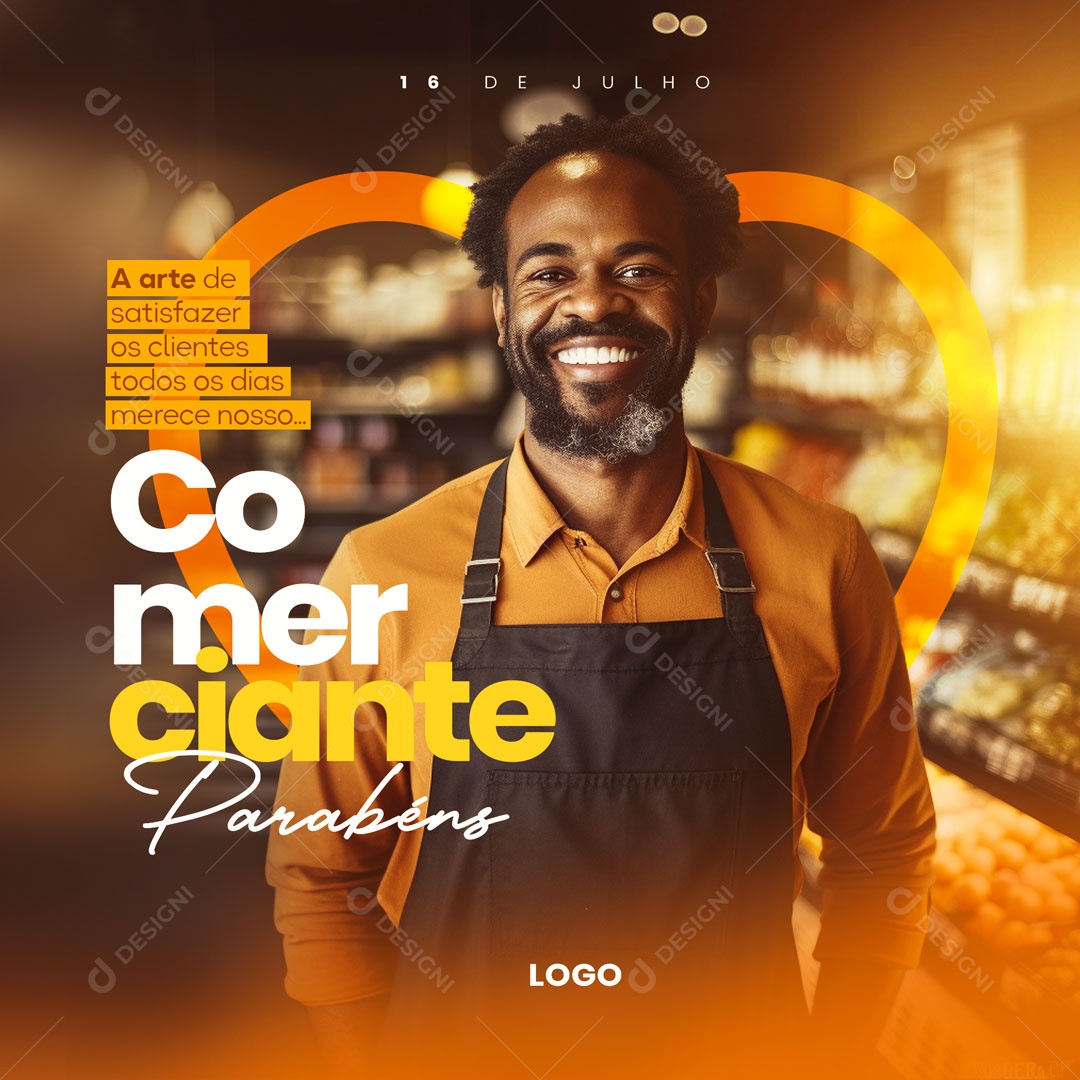 Social Media 16 De Julho Parabéns Comerciante PSD Editável