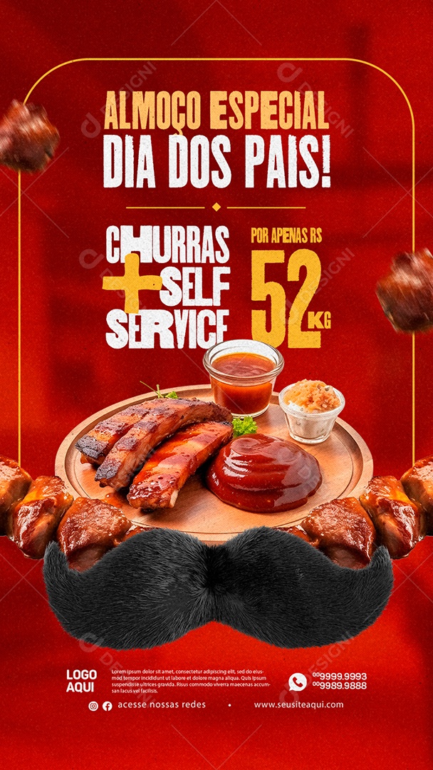 Story Almoço Especial Dia Dos Pais Churras + Self Churrascaria Social Media PSD Editável