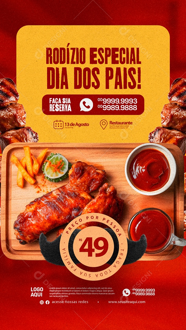 Story Rodízio Especial Dia Dos Pais Churrascaria Social Media PSD Editável