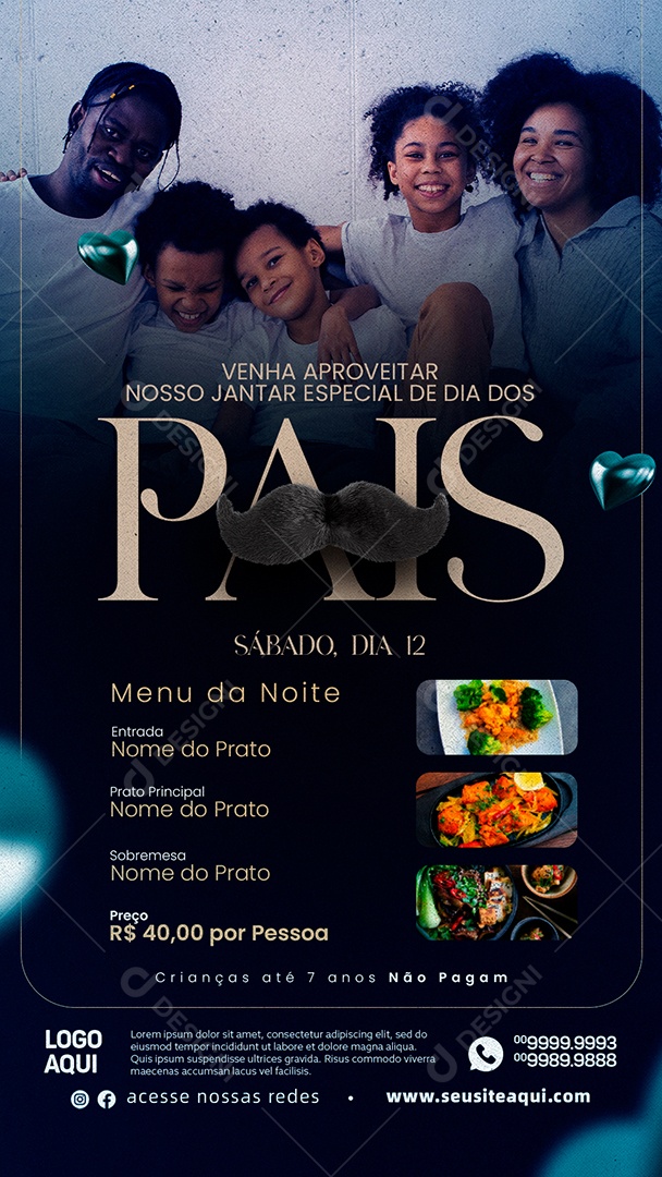 Story Venha Aproveitar Nosso Jantar Especial De Dia Dos Pais Dia Dos Pais Restaurante Social Media PSD Editável