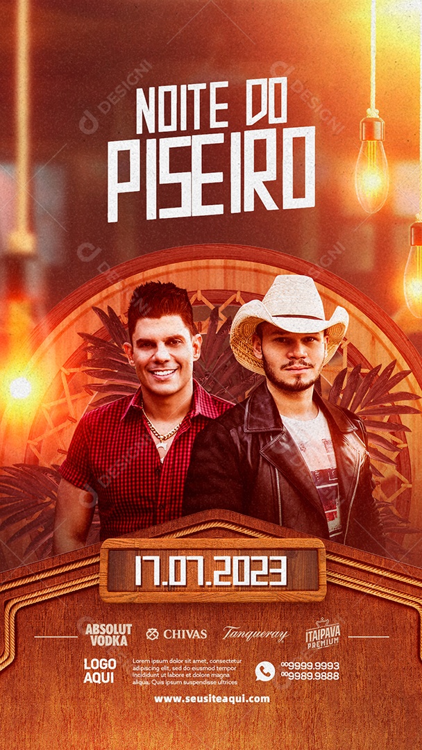 Story Noite Do Piseiro Flyer Sertanejo Social Media PSD Editável