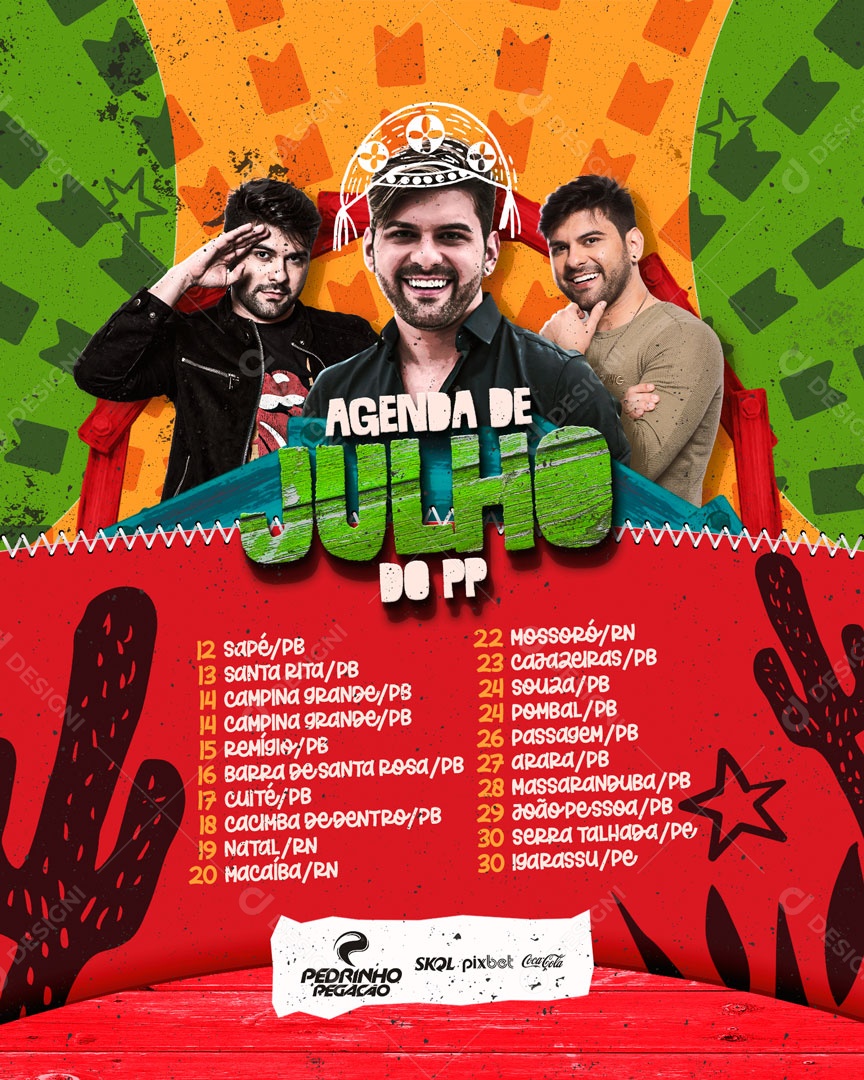 Social Media Flyer Feed Agenda De Julho Do PP PSD Editável