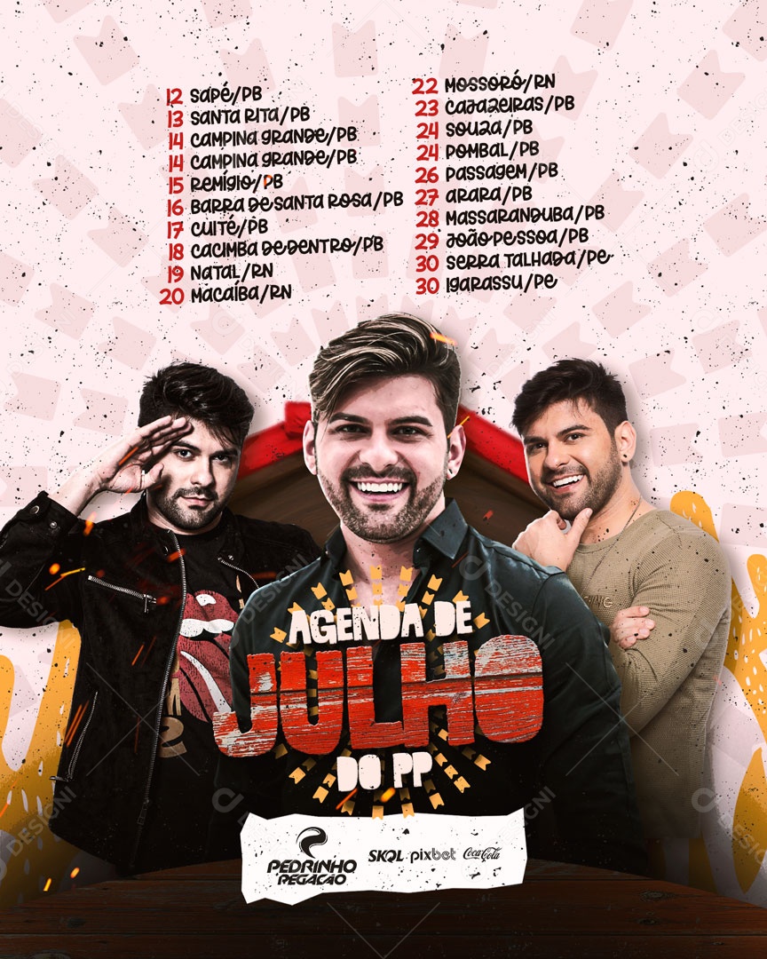 Social Media Flyer Feed Agenda De Julho Do PP PSD Editável