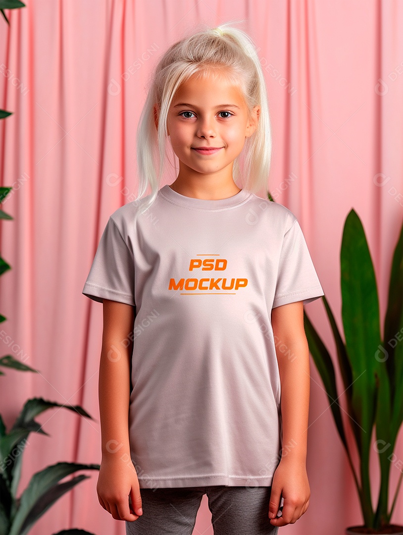 Mockup Camiseta Cinza Infantil PSD Editável