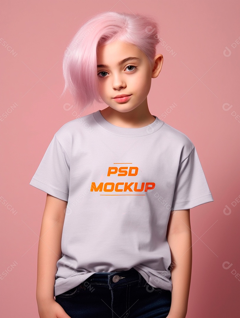 Mockup Camiseta Cinza Infantil PSD Editável