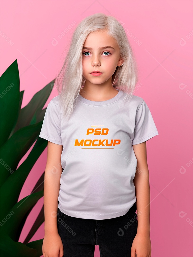 Mockup Camiseta Cinza Infantil PSD Editável