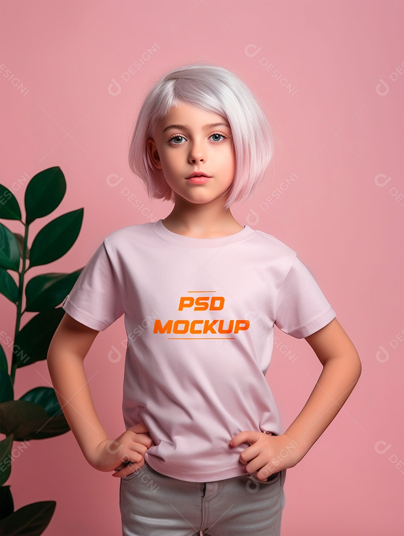 Mockup Camiseta Cinza Infantil PSD Editável