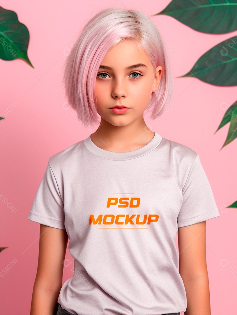 Mockup Camiseta Cinza Infantil PSD Editável