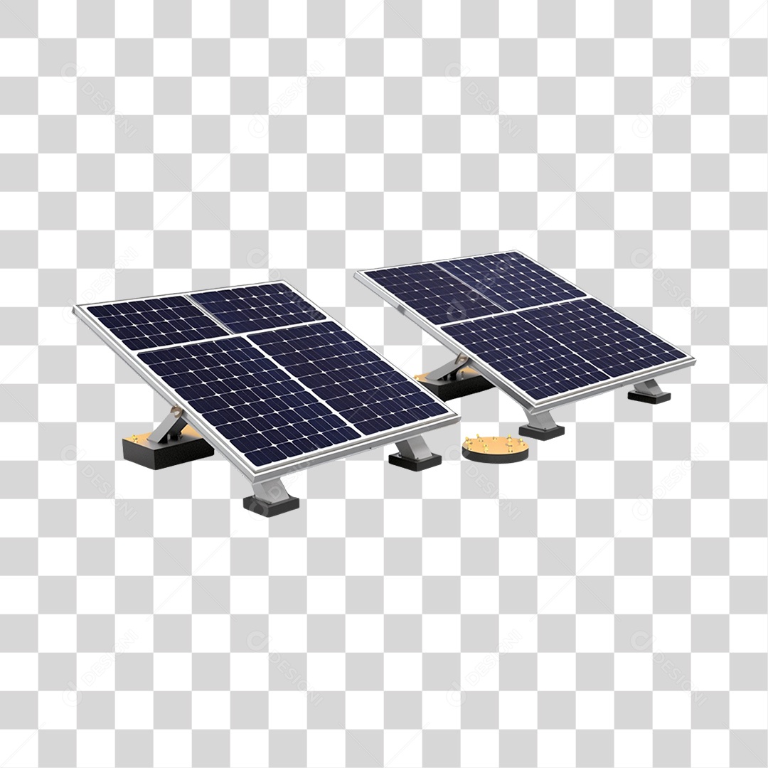 Elemento 3D Placa Solar PNG Transparente