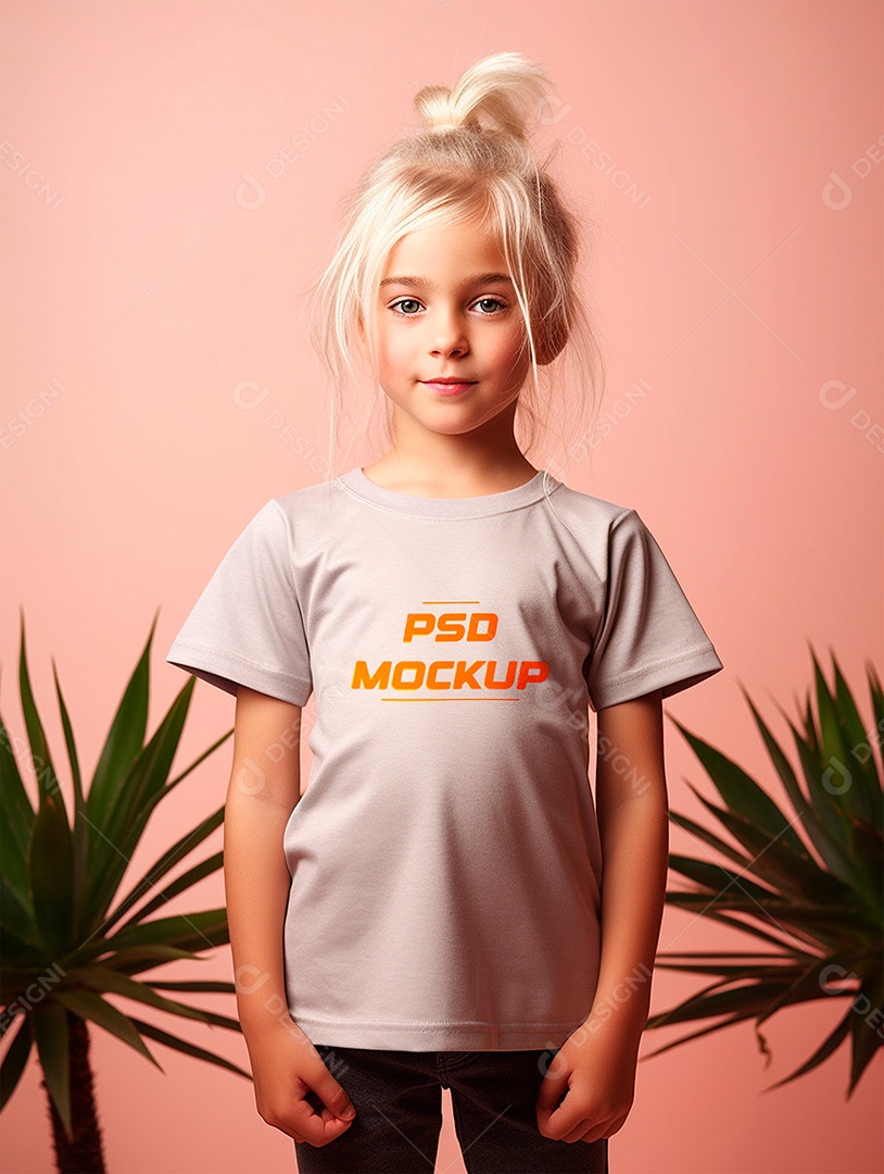 Mockup Camiseta Cinza Infantil PSD Editável