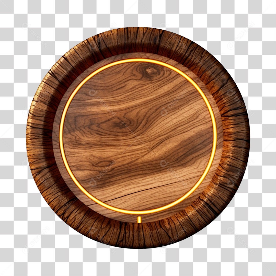 Placa de Madeira Redonda PNG Transparente