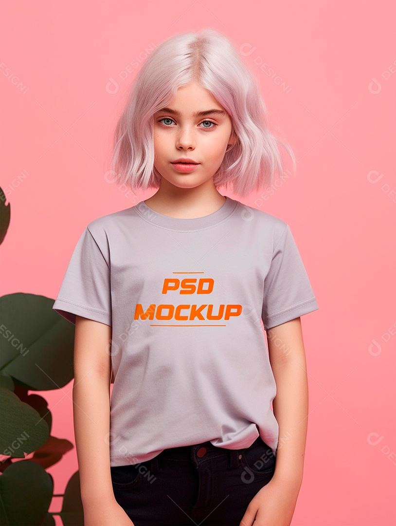 Mockup Camiseta Cinza Infantil PSD Editável