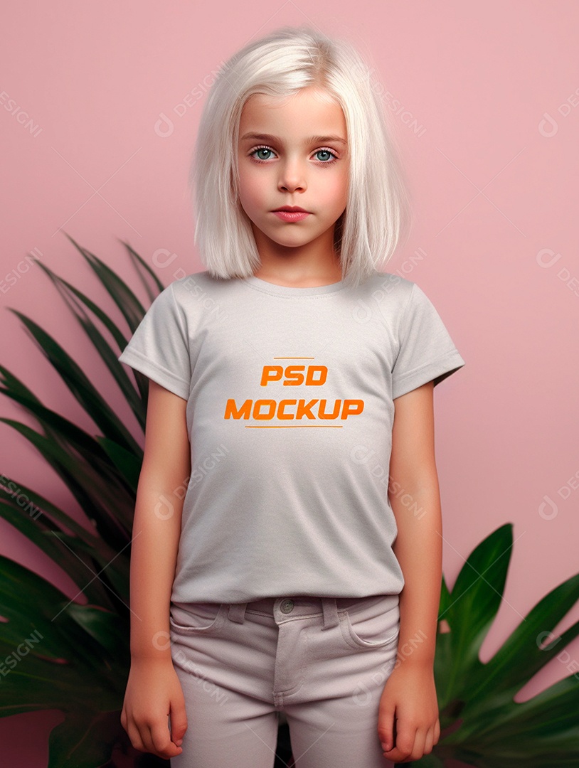 Mockup Camiseta Cinza Infantil PSD Editável