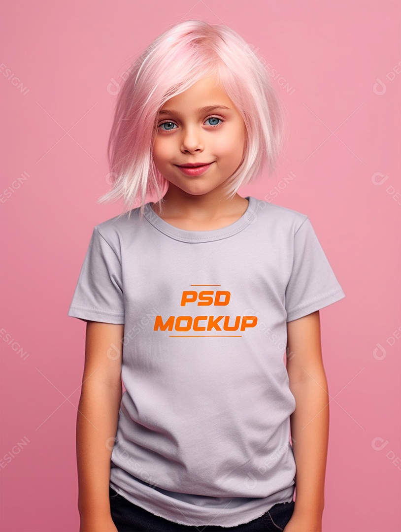 Mockup Camiseta Cinza Infantil PSD Editável