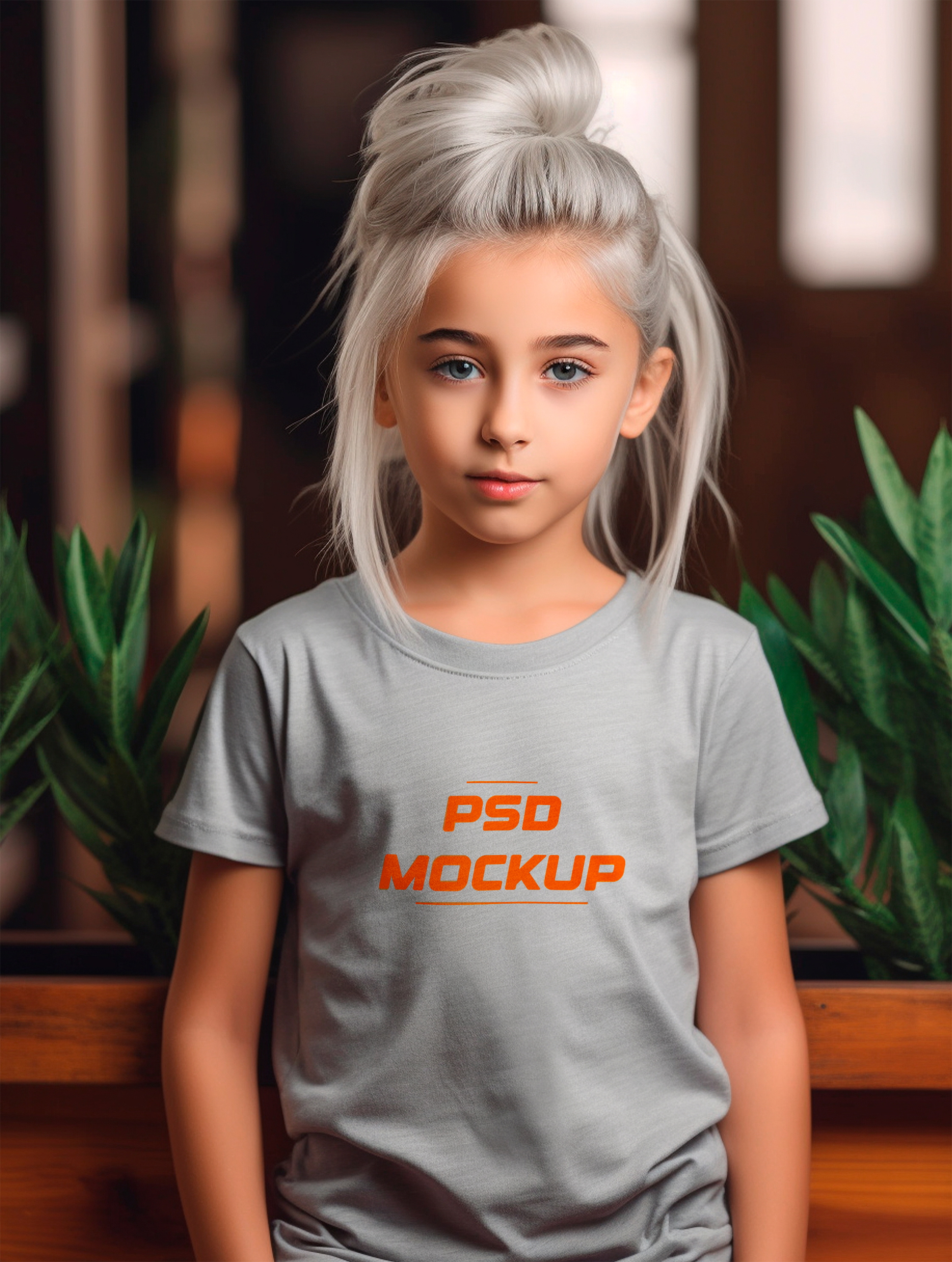 Mockup Camiseta Cinza Infantil PSD Editável