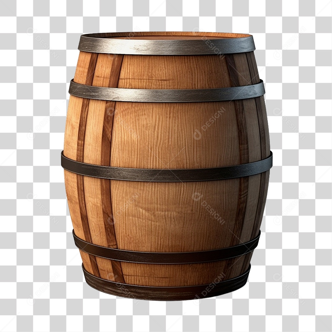 Elemento 3D Barril de Madeira PNG Transparente