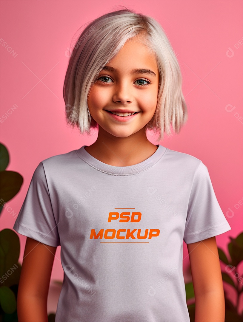 Mockup Camiseta Cinza Infantil PSD Editável