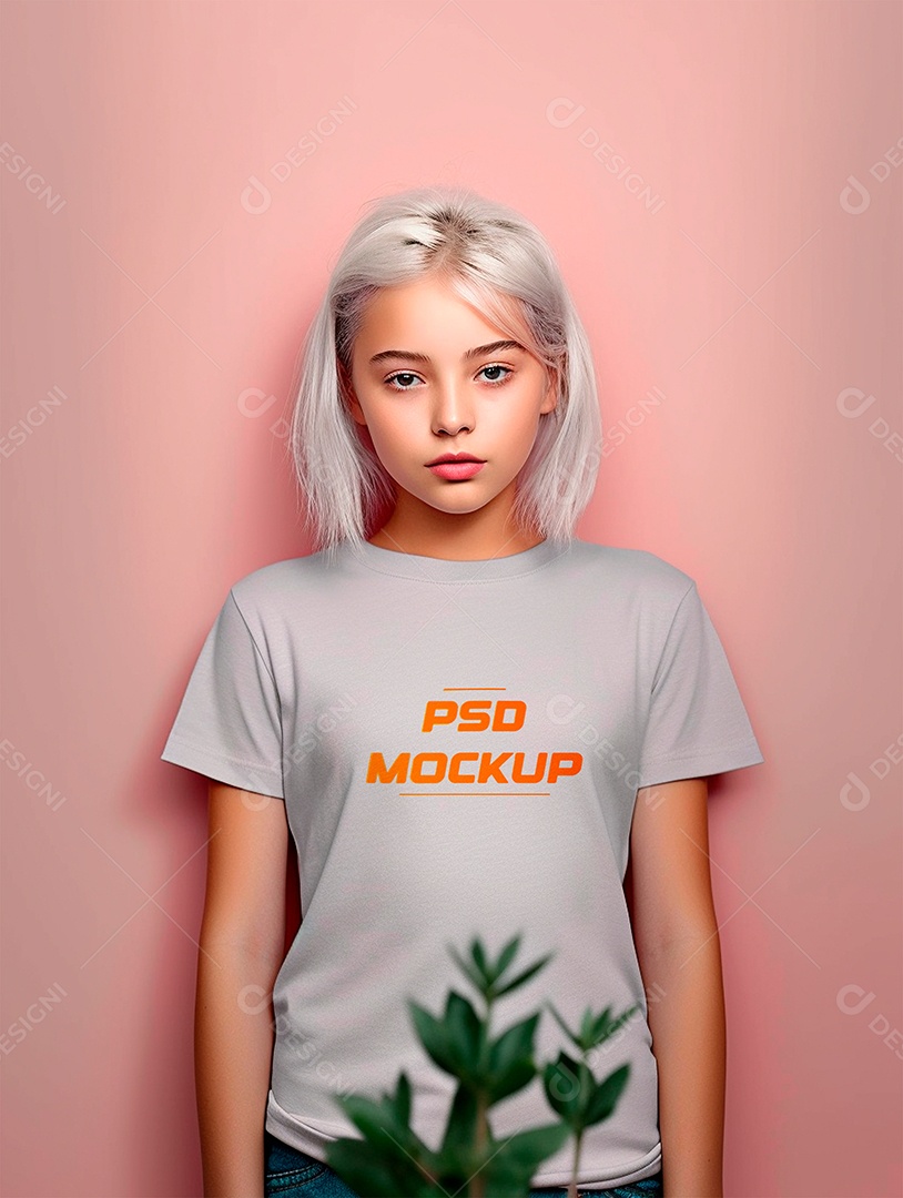Mockup Camiseta Cinza Infantil PSD Editável