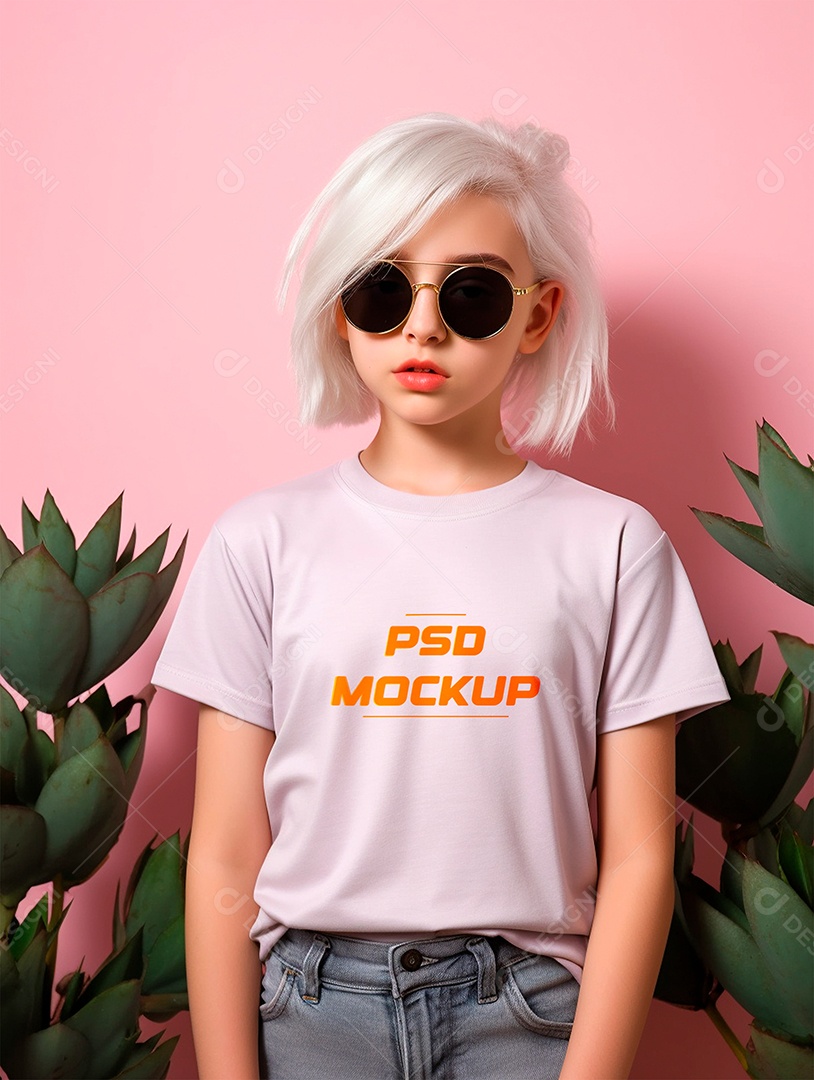 Mockup Camiseta Cinza Infantil PSD Editável