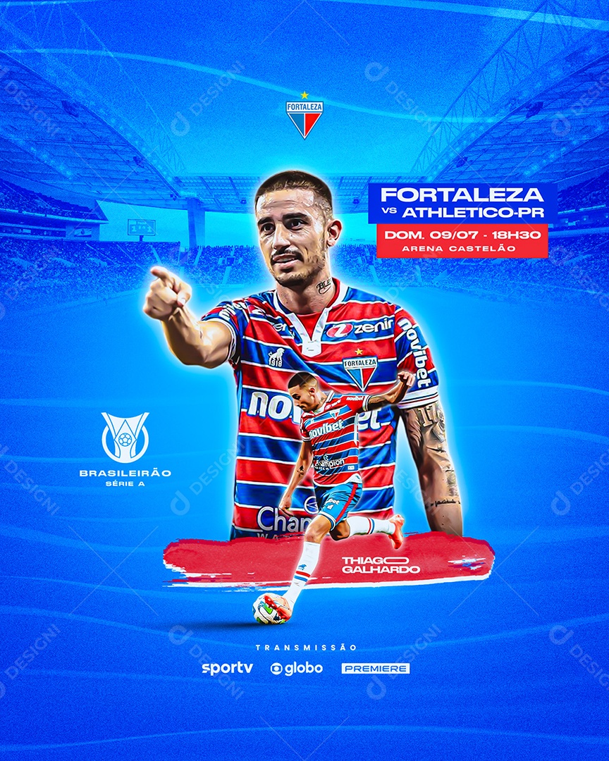 Social Media Futebol Fortaleza Vs Atlético Paranaense Jogador PSD Editável