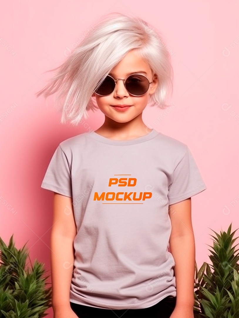 Mockup Camiseta Cinza Infantil PSD Editável